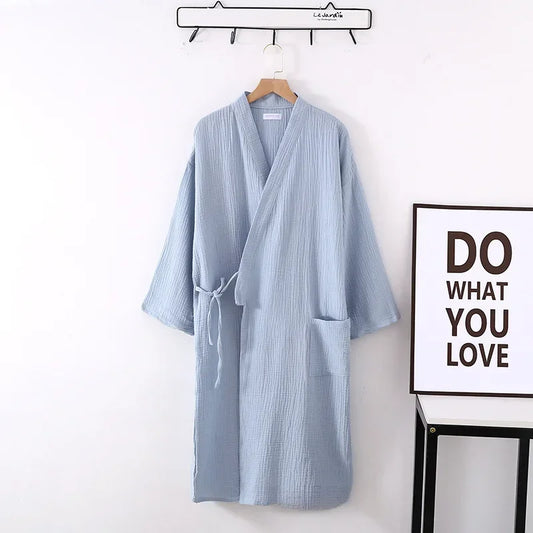 Loose Plus Size Women Homewear Nightgown for Autumn Robes for Women Multi Colors Long Sleeves Kimono Cotton Bathrobes-belleandkai.com