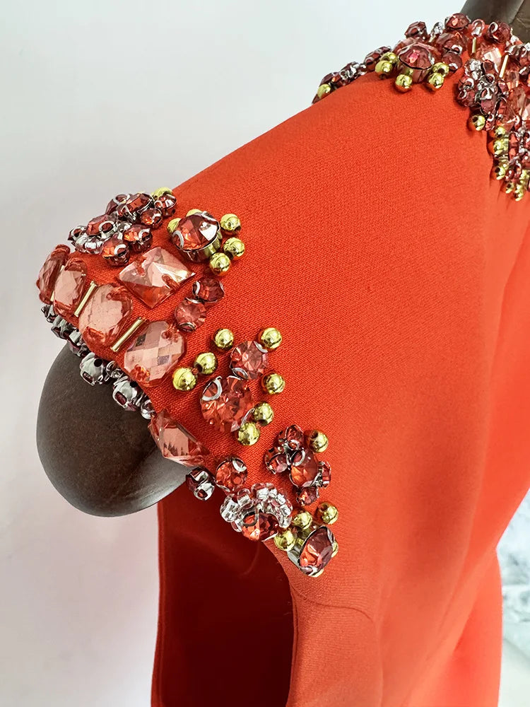 HIGH STREET Newest 2025 Designer Fashion Women's Colorful Diamond Beading Sleeveless  Tank Dress-belleandkai.com