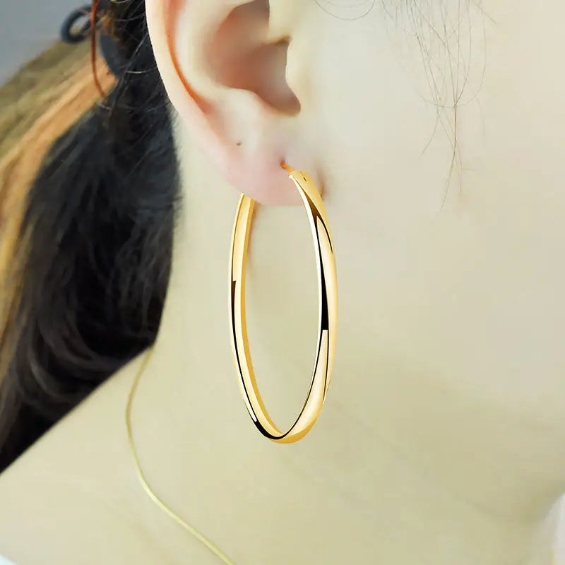 Somila Fashion S925 Earrings 3-7CM Diameter Big Hoop Earrings For Women  Platinum Plated Ear Rings C????? K?????-belleandkai.com