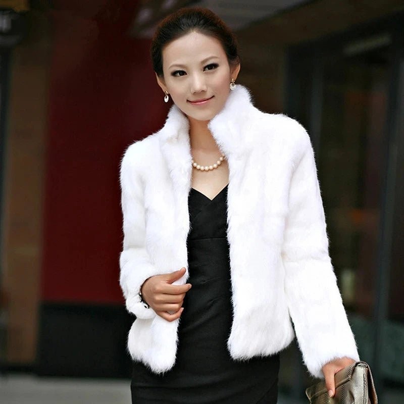 2025 New Genuine Rabbit Fur Coat Women Full Pelt Real Rabbit Fur Jacket Winter Fur Overcoat Customized Big Size Mandarin Collar-belleandkai.com