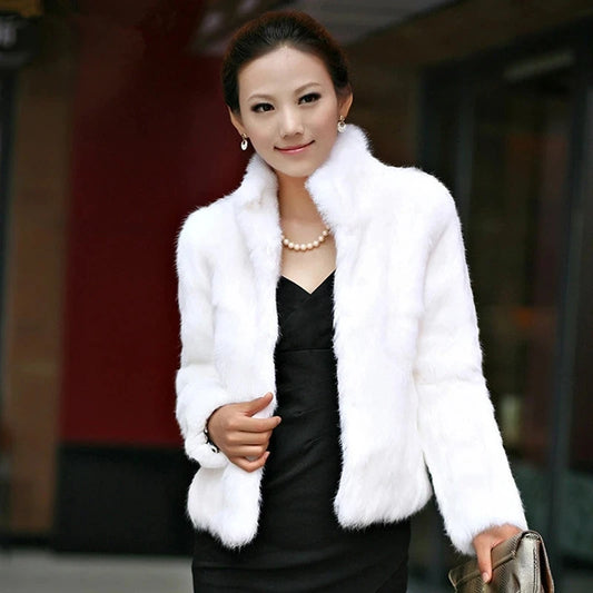 2025 New Genuine Rabbit Fur Coat Women Full Pelt Real Rabbit Fur Jacket Winter Fur Overcoat Customized Big Size Mandarin Collar-belleandkai.com