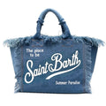 Saint Barthes European and American New Women's Large Capacity Leisure Travel Cowboy Blue Handmade Tassel Handbag-belleandkai.com