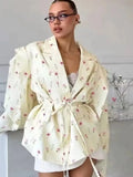 Tossy Elegant Commute Suit jacket Female Lace-Up Loose Pocket Patchwork Lapel Party Looks Outwear For Women Bandage Coat jacket-belleandkai.com