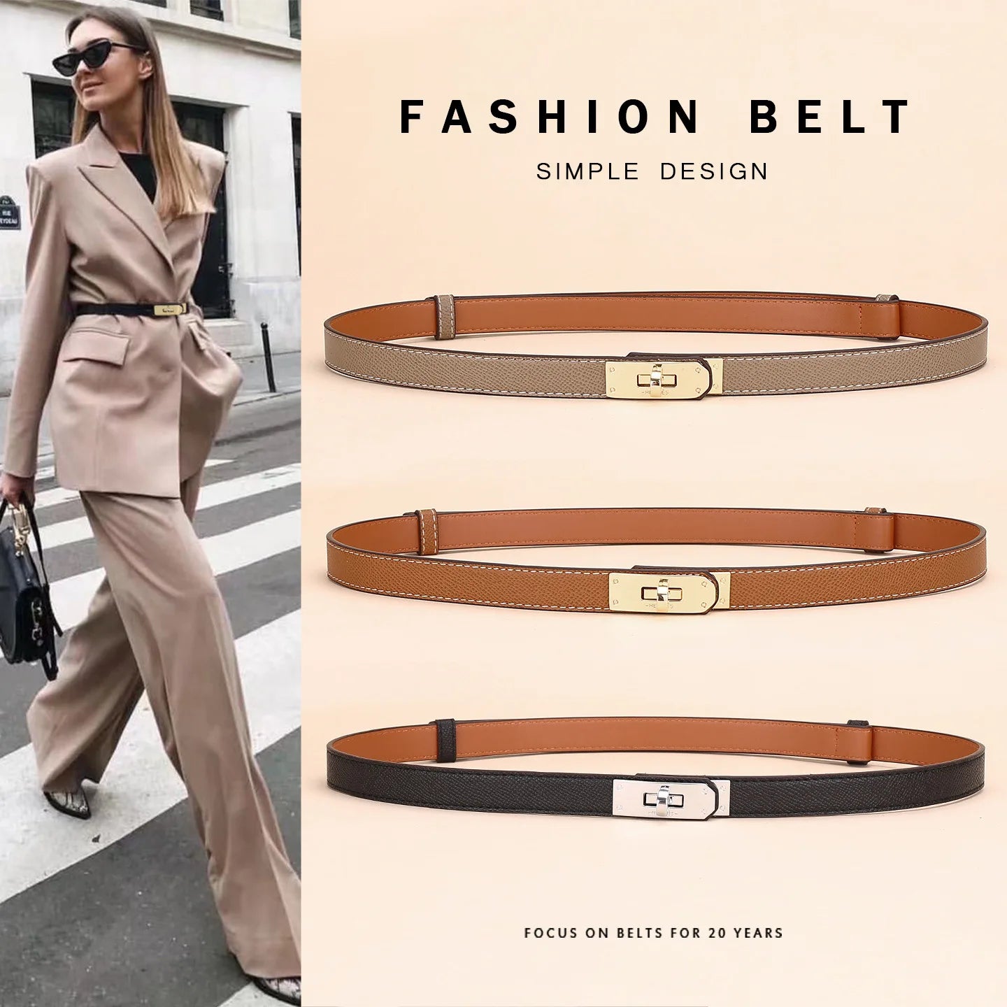 Adjustable Plutonium Leather Ladies Dress Accessories Slim Belts Thin Women Belt Belts Alloy Buckle Fashion Female Waist-belleandkai.com