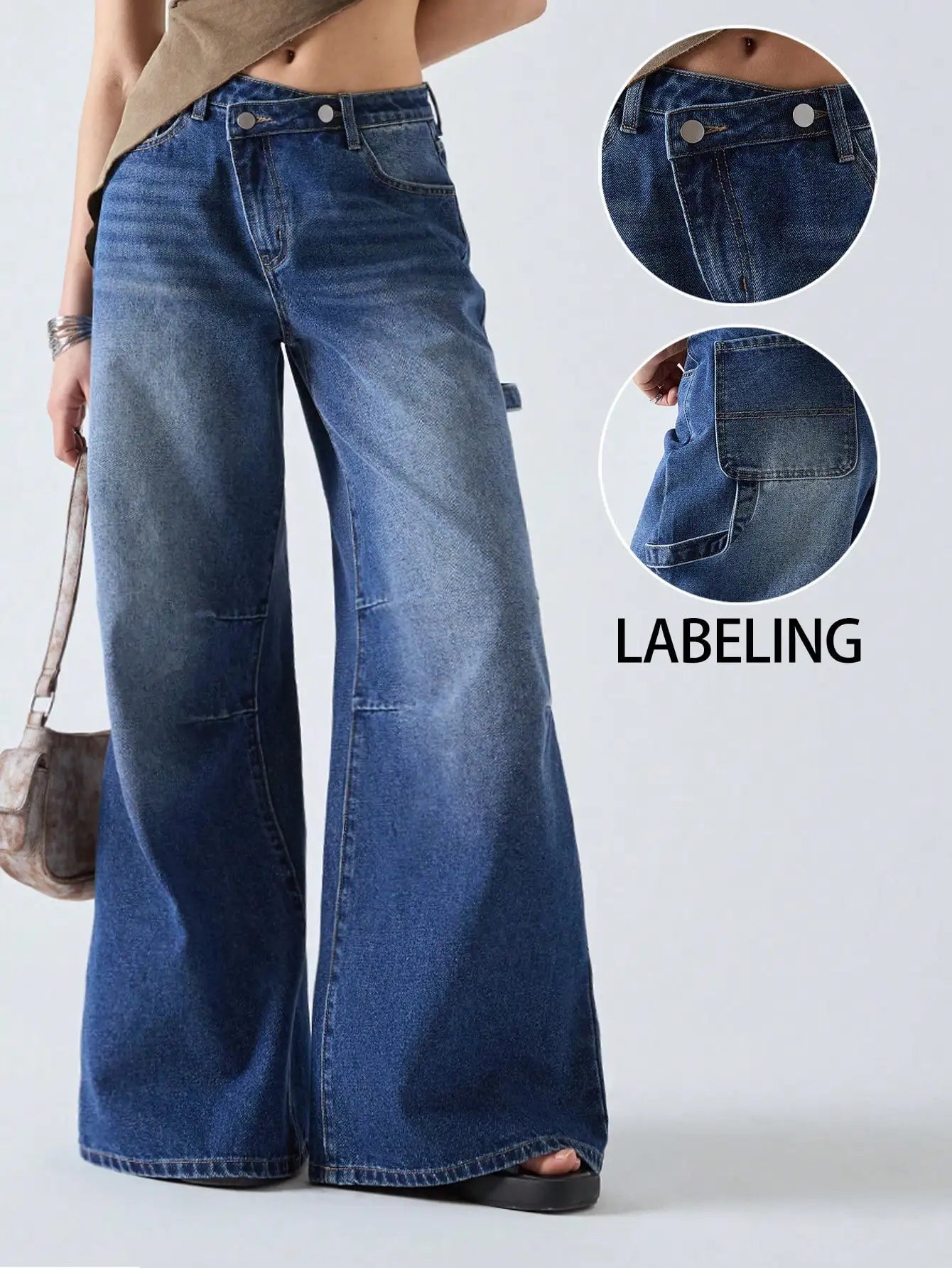 American retro wide leg jeans for women  spring new style  versatile and easy to wear-belleandkai.com