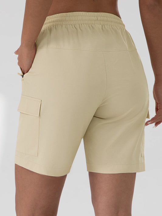 1/2 PCS  Loose Women Shorts with 2 Flap Pockets Adjustable Drawstring Cargo Short Outdoor Quick Dry Lightweight Shorts-belleandkai.com