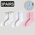 5 Pairs A* Premium Cotton Breathable Comfy Mid-Tube Unisex Socks for Sports Yoga Fitness All Season Pure White Couple Matching-belleandkai.com
