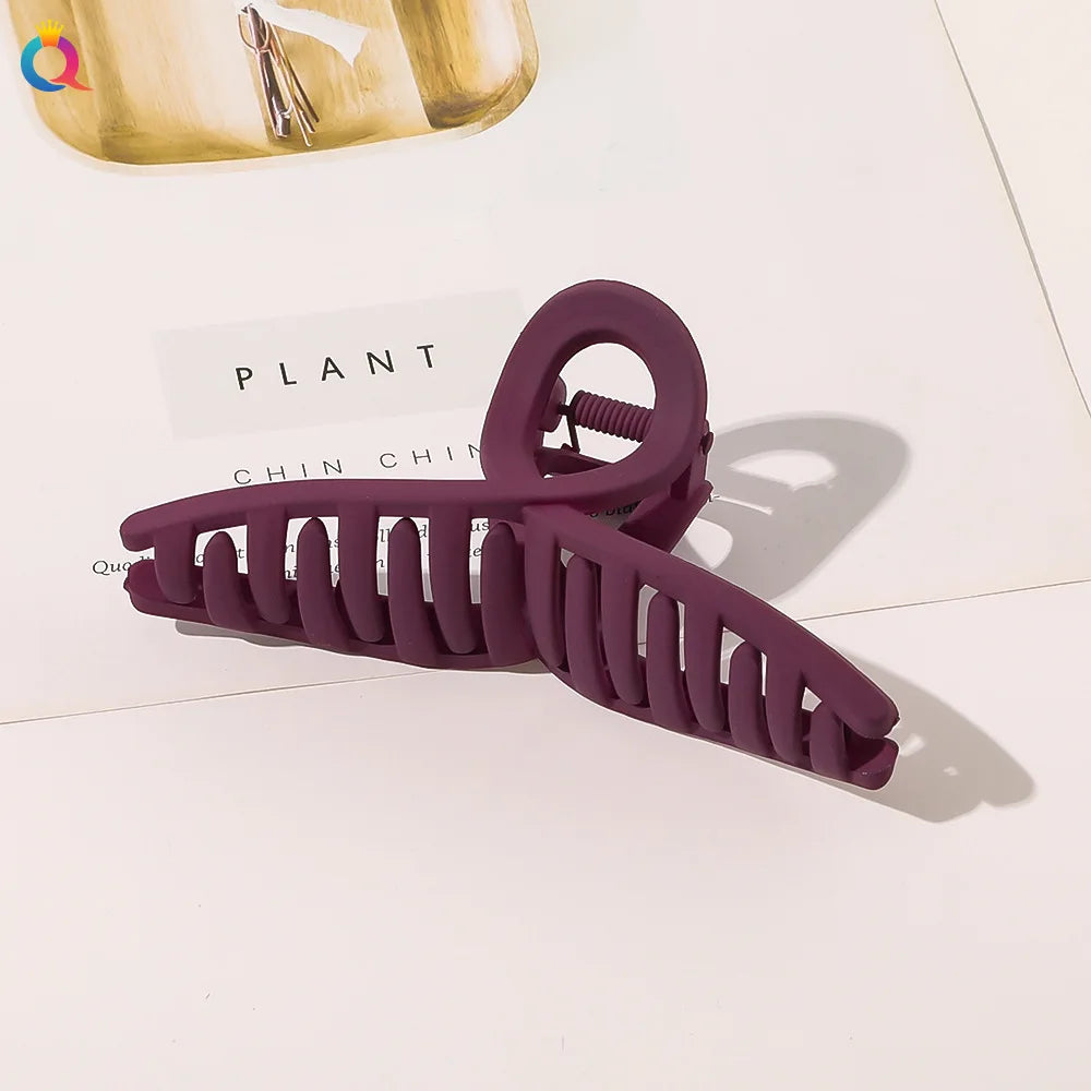 Simple Frosted Shark Hair Claws Candy Color No Slip Large Square Cross Shaped Jaw Clip For Women Girls Thin Thick Long Hair-belleandkai.com