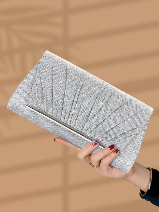 This shiny and luxurious pleated evening bag is a great choice for party girls, office workers and also makes a great gift.-belleandkai.com