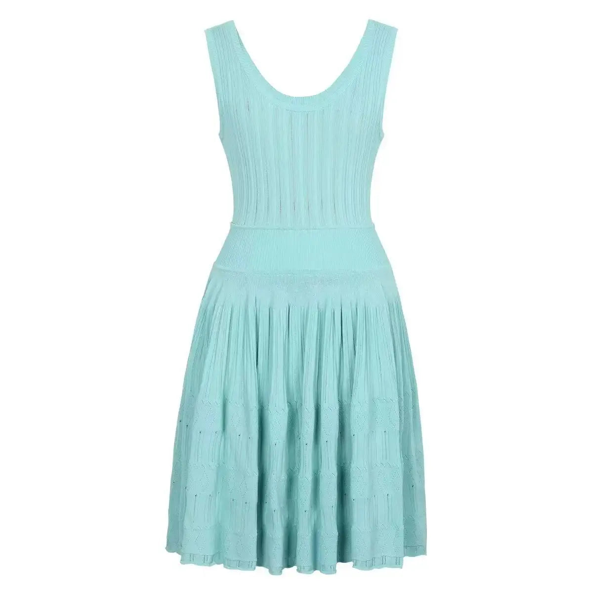 U collar Slim knit short dress temperament elegant hollow A-line women's dresses 2025 Spring New-belleandkai.com