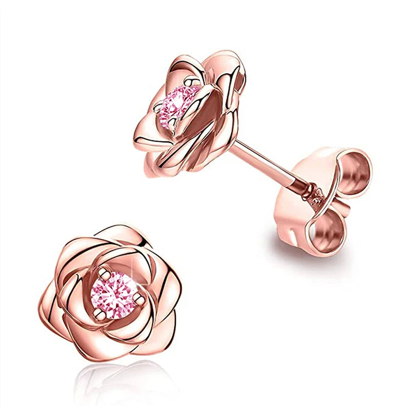 CAOSHI Dainty Flower Stud Earrings for Women Delicate Ear Studs for Daily Life Brilliant Zirconia Accessories for Engagement-belleandkai.com
