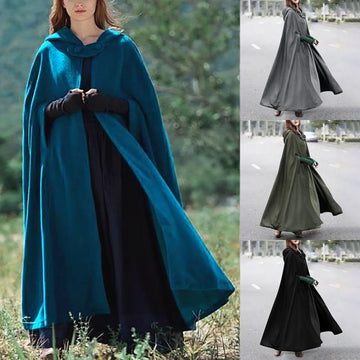 Winter Cloak Hooded Trench Coat Women Gothic Cape Women Trench Coat Open Front Cardigan Jacket Coat Cape Cloak Poncho Plus-belleandkai.com