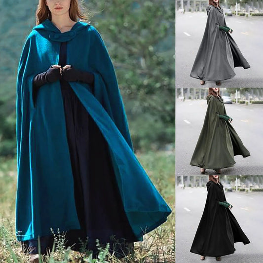 Winter Cloak Hooded Trench Coat Women Gothic Cape Women Trench Coat Open Front Cardigan Jacket Coat Cape Cloak Poncho Plus-belleandkai.com