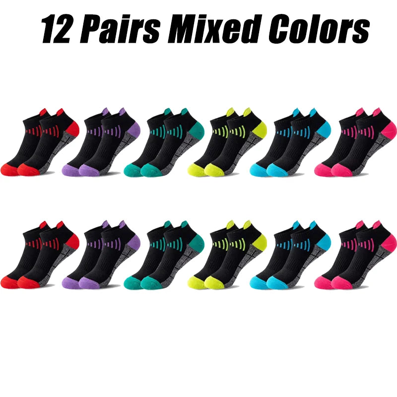 6-96 Pairs Unisex Color-Coordinated Quick-Dry & Sweat-Absorbent Running/Casual Sports Socks Low-Top Breathable 36-42-belleandkai.com