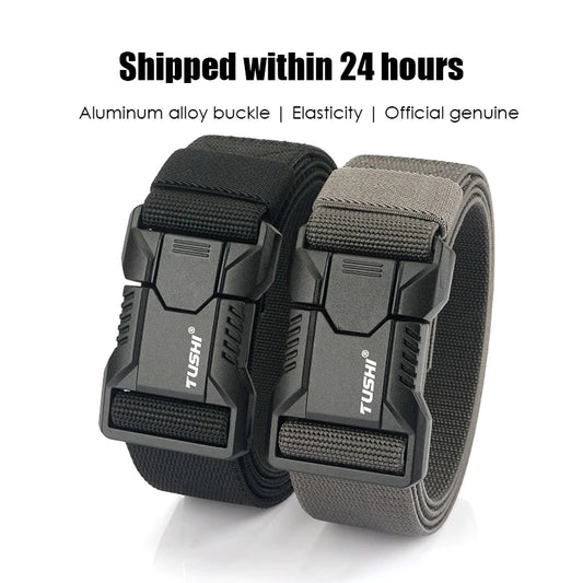 VATLTY New Tactical Outdoor Belt for Men and Women Aluminum Alloy Buckle Quick Release Elastic Belt Casual Belt Jeans Waistband-belleandkai.com