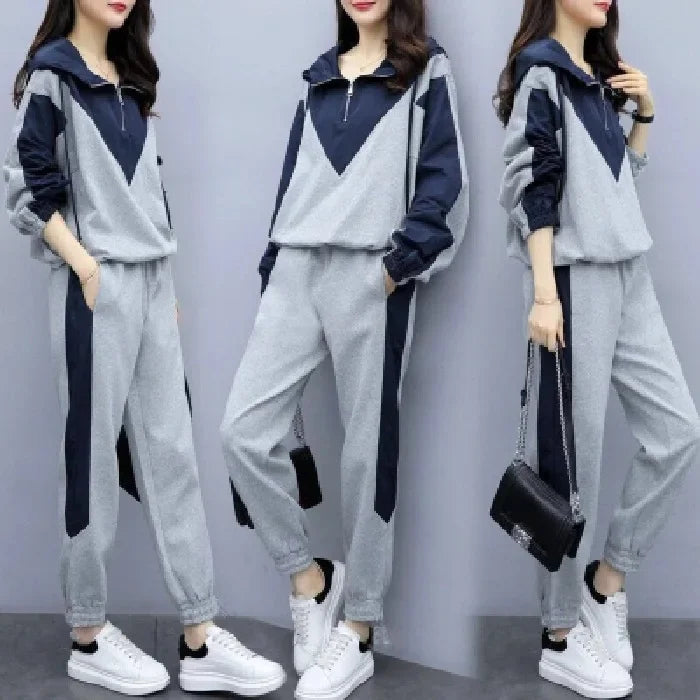 Plus Size Women's Casual Sportswear Hoodie Set Two Piece Loose Fit Outfit Autumn Collection Comfortable Breathable Clothing-belleandkai.com