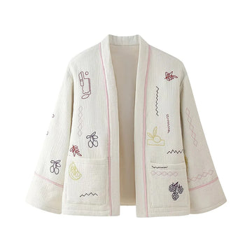 Autumn and winter new fashionable women's clothing casual elegant design sense embroidered cotton jacket-belleandkai.com