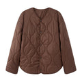 BSK&TRAF Women's 2025 Autumn and Winter New Solid Color Series Round Neck Diamond Quilted Jacket Top Thickened Coat-belleandkai.com