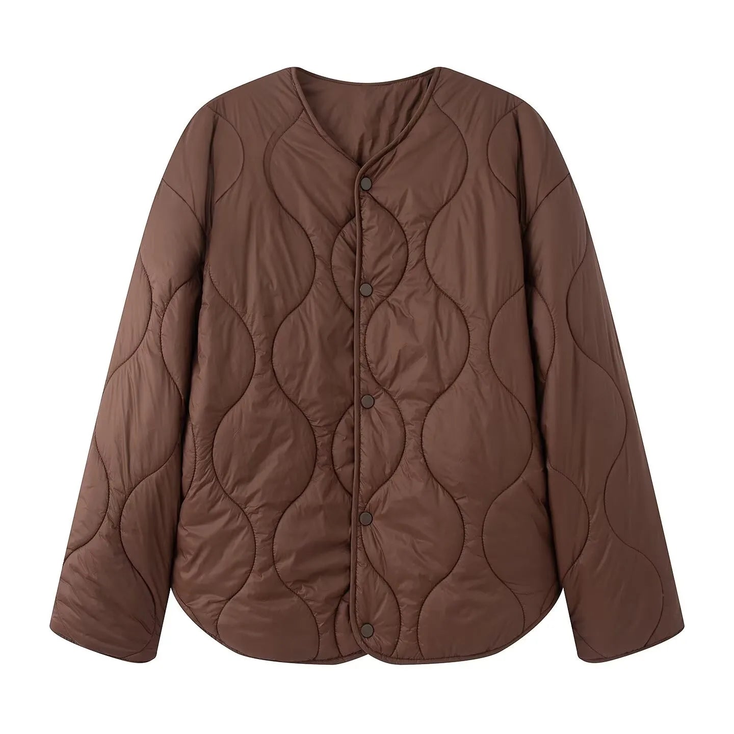 BSK&TRAF Women's 2025 Autumn and Winter New Solid Color Series Round Neck Diamond Quilted Jacket Top Thickened Coat-belleandkai.com