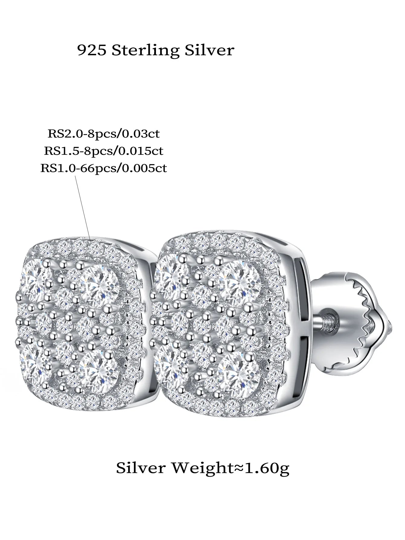 Cushion Earrings Moissanite Stud Earring for Woman Full Diamond Earring Engagemet New 2025-belleandkai.com