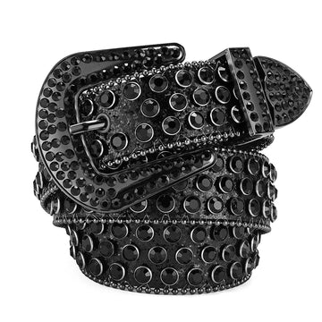 Men's Jeans Rhinestone Large Size Belt Women's Belt Western Denim Shiny Rivet Design Leather HipHop Punk Rock Y2K Style Belt-belleandkai.com