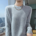 Autumn Winter Half-High-Necked Mink Cashmere Sweater Women's Pullover Loose Large Size Knitted Bottoming Shirt Thickened Warm-belleandkai.com