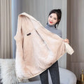 Women's Fleece Coat Winter Warm Thicken Solid Windbreaker Hooded Cotton Plush Hooded Jackets Casual Outdoor Windproof Jacket-belleandkai.com
