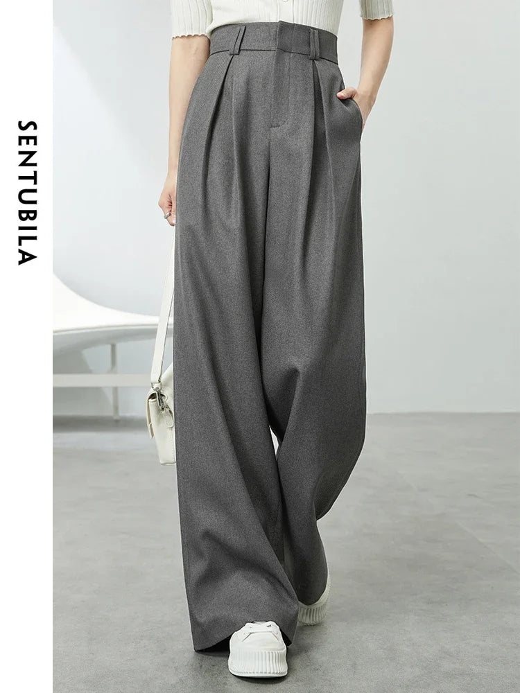 High Waist Baggy Pant Women Full Length Straight Loose Casual Trousers Spring Elegant Wide Leg Pant-belleandkai.com