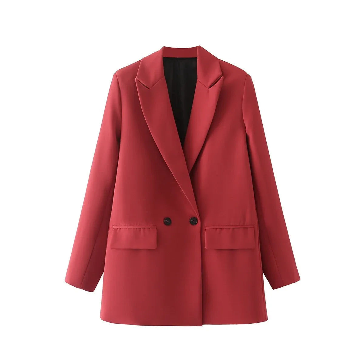 Winter Women Apricot Blazer Coat 2025 Lady Vintage Double Breasted Blazer Notched Collar Pocket Female Outerwear Chic Tops Deat-belleandkai.com