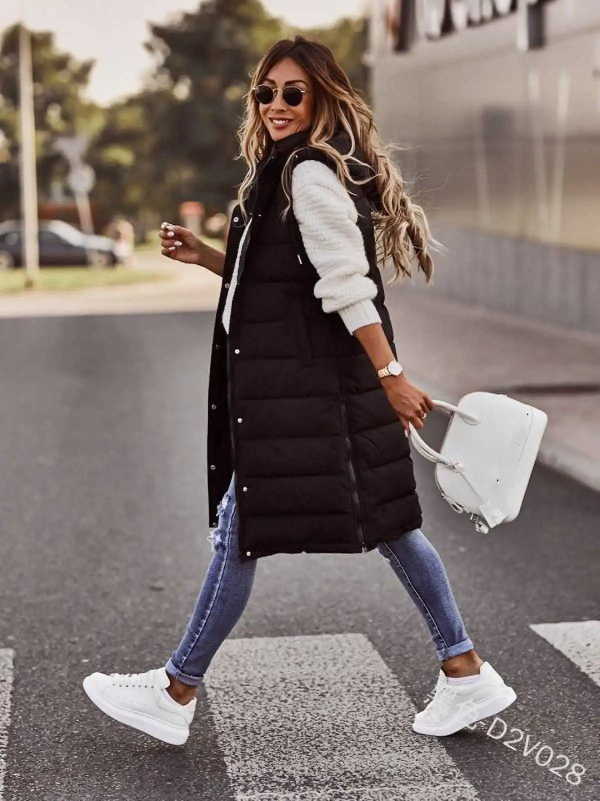 Long with Hood Outdoor Vest Down Women's Jacket Quilted Coat Sleeveless Jacket Winter Light Weight Sweaters-belleandkai.com