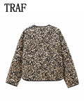 TRAF&ZA2025 Chic Trendy Printed Single Breasted Jacket Fashion Autumn Long Sleeve Coat Versatile Comfortable Short Coat? ?-belleandkai.com