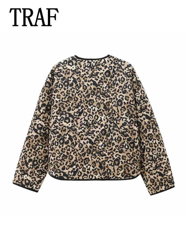 TRAF&ZA2025 Chic Trendy Printed Single Breasted Jacket Fashion Autumn Long Sleeve Coat Versatile Comfortable Short Coat? ?-belleandkai.com