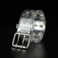Women Summer Fashion Creative Gifts Waistband Transparent Two Row PVC Belt Laser Invisible Square Pin Buckle Multi Hole Belts-belleandkai.com