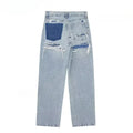 Women's Fashion Jeans Solid Colour Loose Trousers Gradient Colour Casual Streetwear Pant Broken Holes Decorated Jeans-belleandkai.com