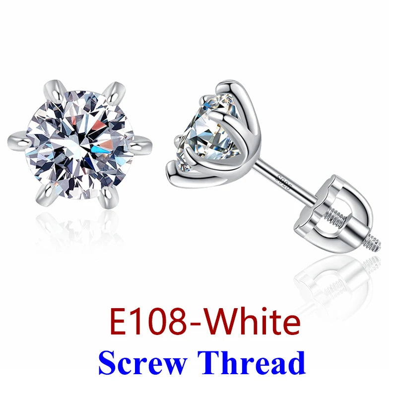 DJMAX 0.5-2ct Moissanite Diamond Stud Earrings for Women Original 925 Sterling Silver Lady's Moissanite Earring New 2025-belleandkai.com
