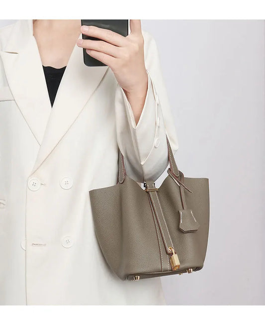 [2025 New Release] High - End Genuine Leather Tote Bags - Ideal For Moms, Brides & All Women! Basket - Style Luxury Handbags-belleandkai.com