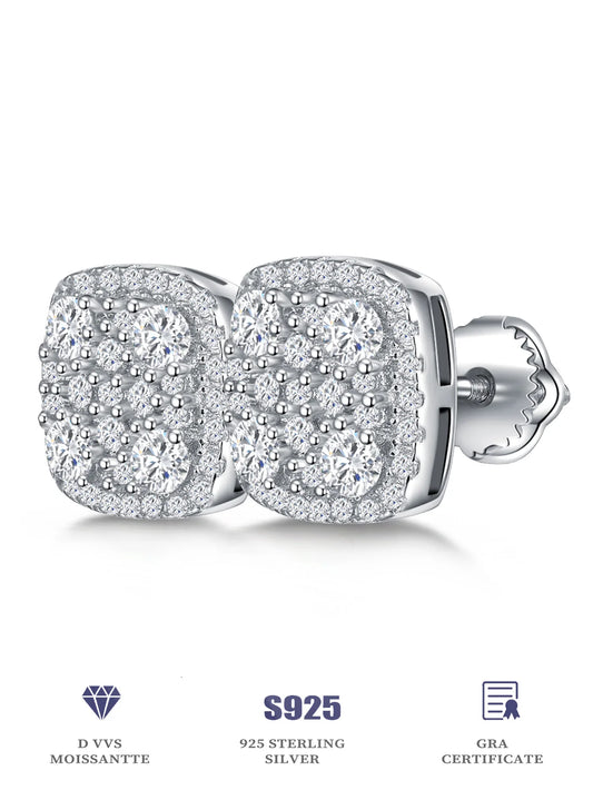 Cushion Earrings Moissanite Stud Earring for Woman Full Diamond Earring Engagemet New 2025-belleandkai.com