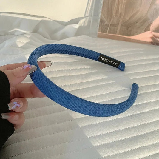 New Korean Simple Striped Solid Color Hair Band for Women's Sweet Versatile Face Washing Headband Girls Hair Accessories-belleandkai.com