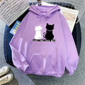 Women's Fleece Lined Hoodie Casual Cartoon Cat Print Oversize Loose Fit Autumn Winter Top Fashion Comfortable Streetwear-belleandkai.com