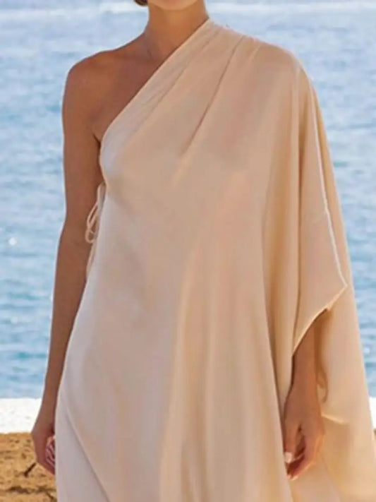 Elegant Batwing Sleeves Solid Color Split-Joint-belleandkai.com