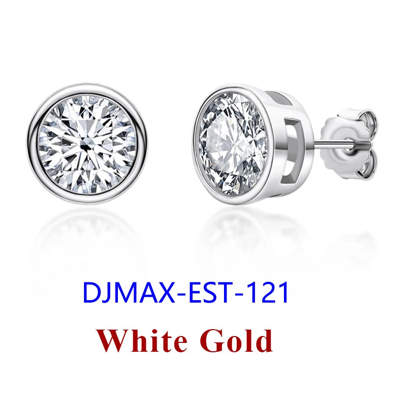 DJMAX 0.5-2ct Moissanite Diamond Stud Earrings for Women Original 925 Sterling Silver Lady's Moissanite Earring New 2025-belleandkai.com