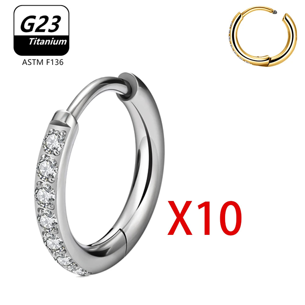 1/10pcs G23 Titanium Hoop Earring For Women Piercing Nose Ring ASTM F136 Body Jewelry Accessories Wholesale 2024 New-belleandkai.com