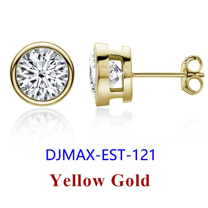 DJMAX 0.5-2ct Moissanite Diamond Stud Earrings for Women Original 925 Sterling Silver Lady's Moissanite Earring New 2025-belleandkai.com