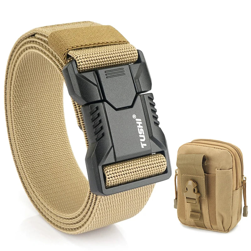 VATLTY New Tactical Outdoor Belt for Men and Women Aluminum Alloy Buckle Quick Release Elastic Belt Casual Belt Jeans Waistband-belleandkai.com