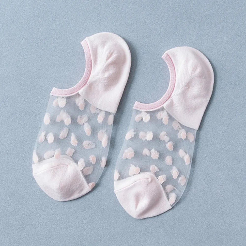 5 Pairs Women Polka Dot Patterned Socks Fashionable Versatile Trendy Creative Socks Comfortable Breathable Casual Short Socks-belleandkai.com