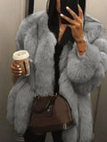 2024 Autumn Winter Female Korean Fashion Long Faux Fur Jacket Women Coats Loose Casual Warm Long Sleeve Outerwears Overcoat-belleandkai.com