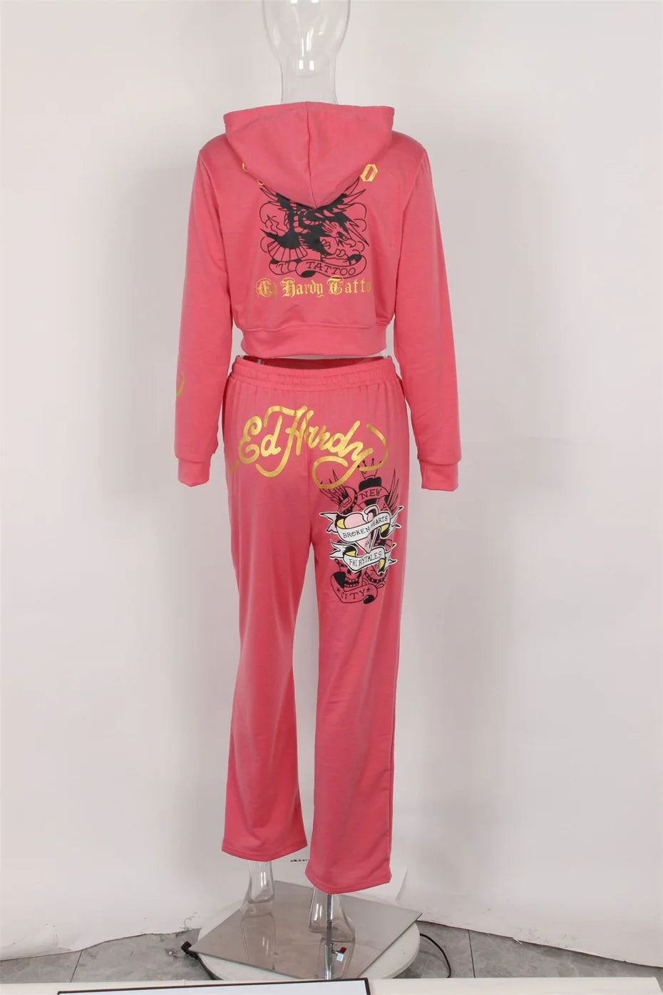 10 Bulk Items Wholesale Lots Tracksuits 2024 Printing 2 Piece Set Women Outfits Long Sleeve Zipper Hooded Jacket + Pant K12654_2-belleandkai.com