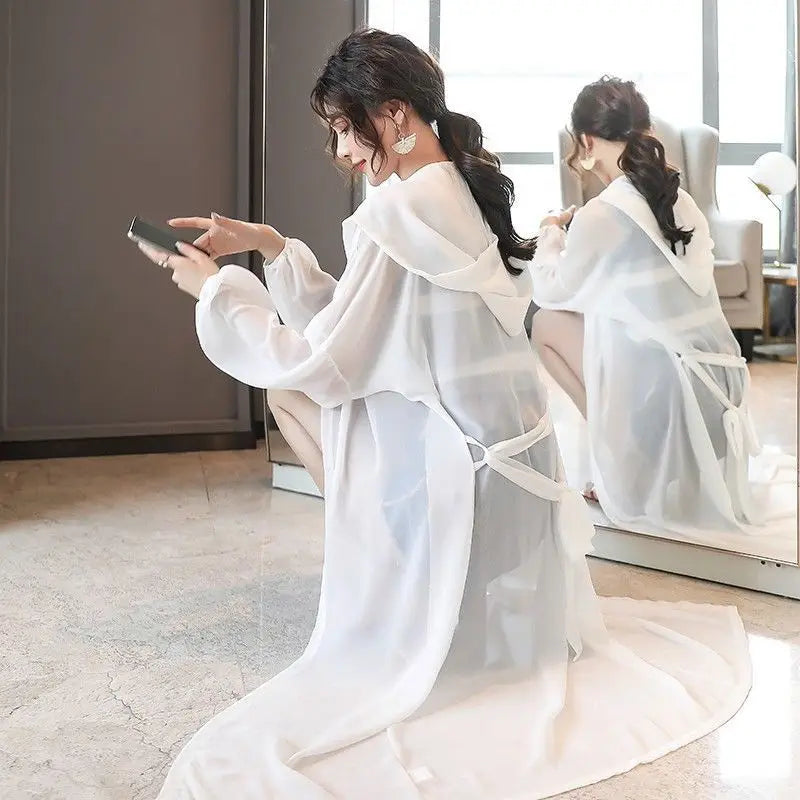 Over-knee Sun Protection Clothes for Women Mid-length Chiffon Shirt New Summer Breathable Thin Style Loose Protection Clothes-belleandkai.com