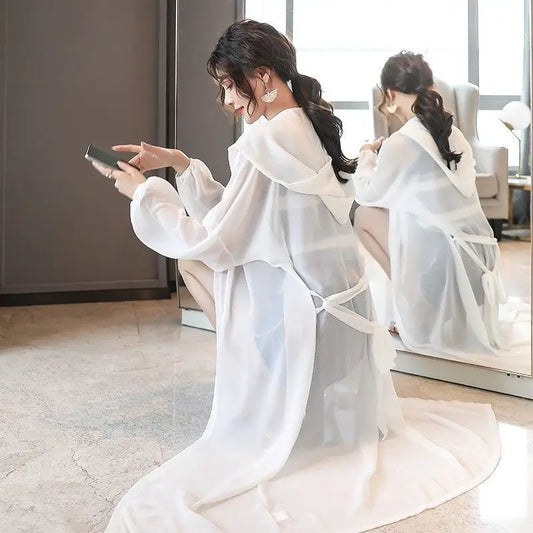 Over-knee Sun Protection Clothes for Women Mid-length Chiffon Shirt New Summer Breathable Thin Style Loose Protection Clothes-belleandkai.com