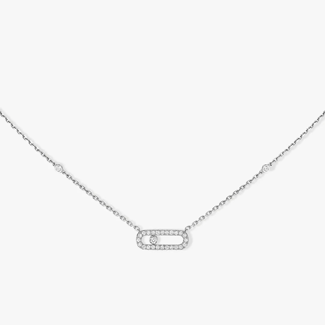 925 sterling silver classic fashionable mobile three diamond women's necklace. Holiday gifts-belleandkai.com